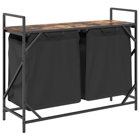 KOSZ NA PRANIE 2 PRZEGRODY Z PÓŁKĄ PRZYDYMIONY DĄB