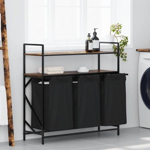 KOSZ NA PRANIE 3 PRZEGRODY Z PÓŁKAMI PRZYDYMIONY DĄB