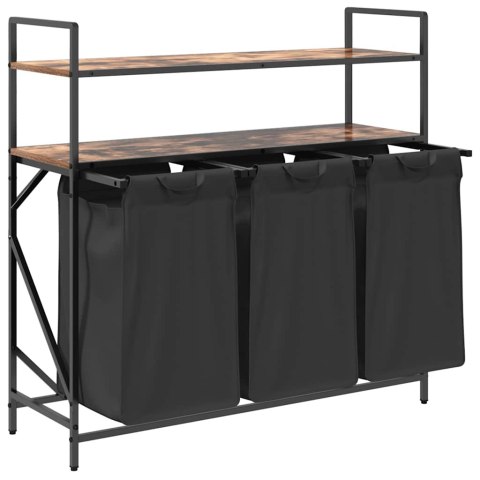 KOSZ NA PRANIE 3 PRZEGRODY Z PÓŁKAMI PRZYDYMIONY DĄB