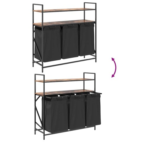 KOSZ NA PRANIE 3 PRZEGRODY Z PÓŁKAMI PRZYDYMIONY DĄB