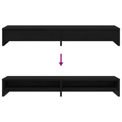 PODSTAWKA POD MONITOR PODWÓJNA Z SZUFLADAMI CZARNY DĄB 100X27X15CM