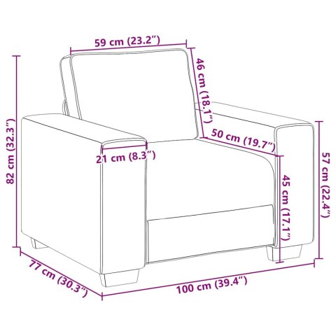 SOFA FOTEL CIEMNOSZARY 59CM TKANINA CORDUROY
