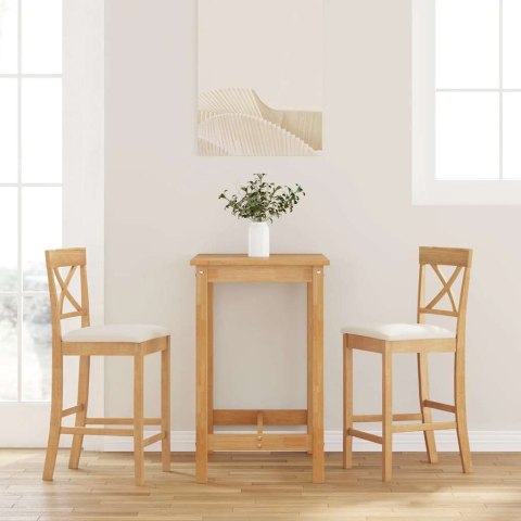 HOKERY BAROWE Z PODUSZKAMI 2 SZT. NATURALNE DREWNO KAUCZUKOWE