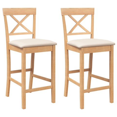 HOKERY BAROWE Z PODUSZKAMI 2 SZT. NATURALNE DREWNO KAUCZUKOWE