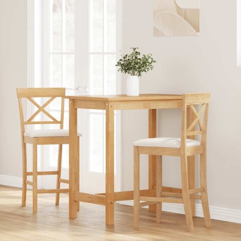 HOKERY BAROWE Z PODUSZKAMI 2 SZT. NATURALNE DREWNO KAUCZUKOWE