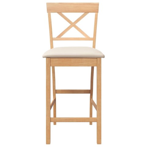 HOKERY BAROWE Z PODUSZKAMI 2 SZT. NATURALNE DREWNO KAUCZUKOWE