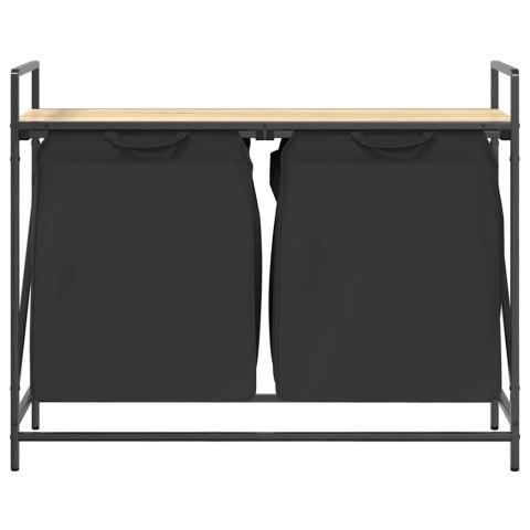 KOSZ NA PRANIE 2 PRZEGRODY Z PÓŁKĄ DĄB SONOMA