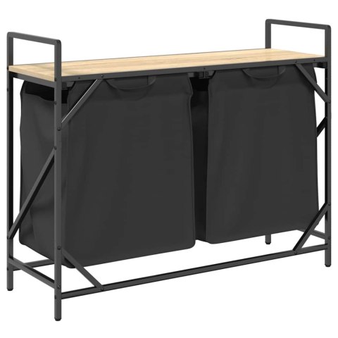 KOSZ NA PRANIE 2 PRZEGRODY Z PÓŁKĄ DĄB SONOMA