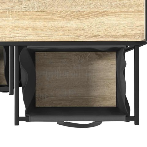 KOSZ NA PRANIE 2 PRZEGRODY Z PÓŁKĄ DĄB SONOMA