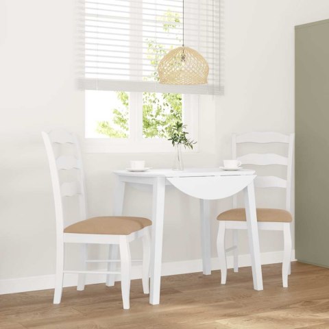 KRZESŁA DO JADALNI Z PODUSZKAMI 2 SZT. BIAŁE LITE DREWNO GUMOWE