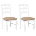 KRZESŁA DO JADALNI Z PODUSZKAMI 2 SZT. BIAŁE LITE DREWNO GUMOWE