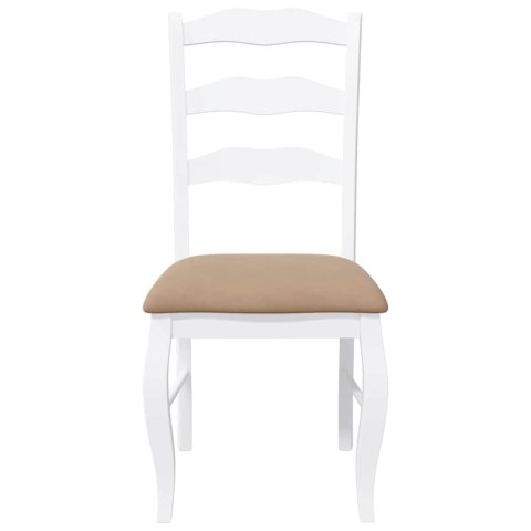 KRZESŁA DO JADALNI Z PODUSZKAMI 2 SZT. BIAŁE LITE DREWNO GUMOWE