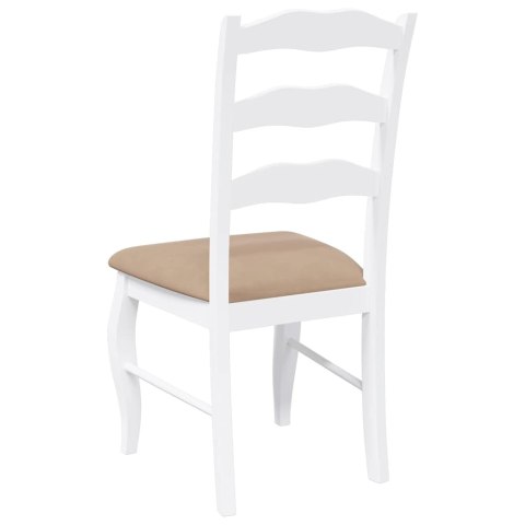 KRZESŁA DO JADALNI Z PODUSZKAMI 2 SZT. BIAŁE LITE DREWNO GUMOWE