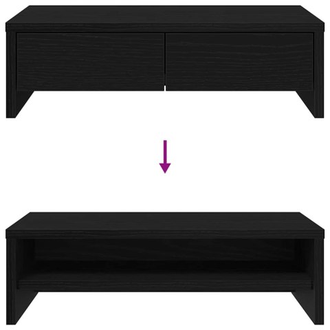 PODSTAWKA POD MONITOR Z SZUFLADAMI CZARNY DĄB 50X27X15CM