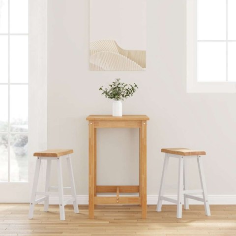 HOKERY BAROWE 2 SZT. BIAŁE NATURALNE DREWNO KAUCZUKOWE