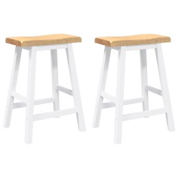 HOKERY BAROWE 2 SZT. BIAŁE NATURALNE DREWNO KAUCZUKOWE