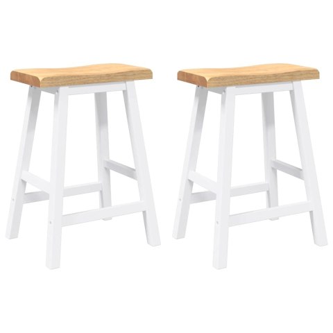 HOKERY BAROWE 2 SZT. BIAŁE NATURALNE DREWNO KAUCZUKOWE