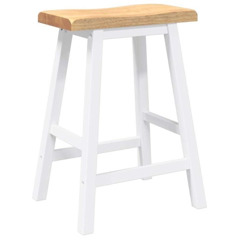 HOKERY BAROWE 2 SZT. BIAŁE NATURALNE DREWNO KAUCZUKOWE