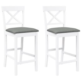 HOKERY BAROWE Z PODUSZKAMI 2 SZT. BIAŁE NATURALNE DREWNO KAUCZUKOWE