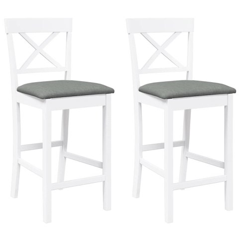 HOKERY BAROWE Z PODUSZKAMI 2 SZT. BIAŁE NATURALNE DREWNO KAUCZUKOWE