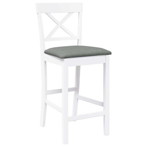 HOKERY BAROWE Z PODUSZKAMI 2 SZT. BIAŁE NATURALNE DREWNO KAUCZUKOWE