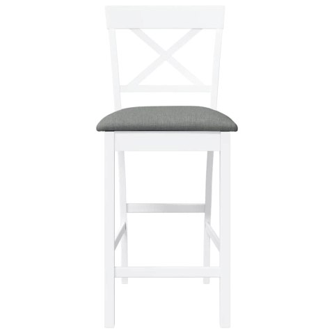 HOKERY BAROWE Z PODUSZKAMI 2 SZT. BIAŁE NATURALNE DREWNO KAUCZUKOWE