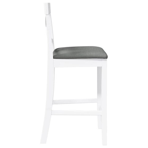 HOKERY BAROWE Z PODUSZKAMI 2 SZT. BIAŁE NATURALNE DREWNO KAUCZUKOWE