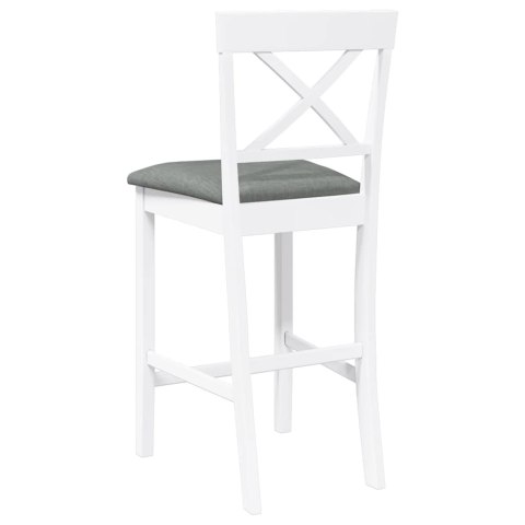 HOKERY BAROWE Z PODUSZKAMI 2 SZT. BIAŁE NATURALNE DREWNO KAUCZUKOWE