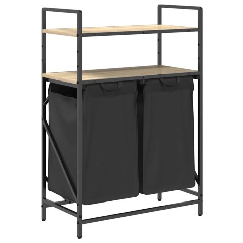 KOSZ NA PRANIE 2 PRZEGRODY Z PÓŁKAMI DĄB SONOMA