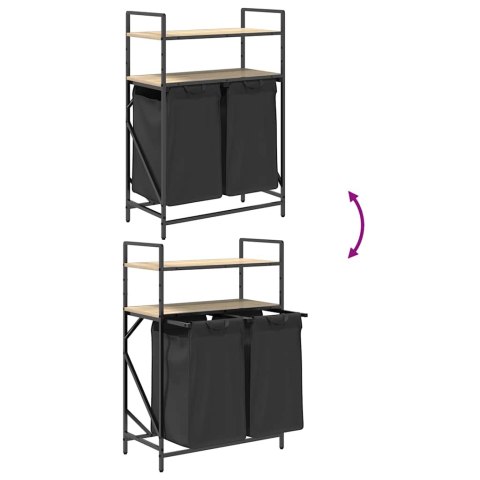 KOSZ NA PRANIE 2 PRZEGRODY Z PÓŁKAMI DĄB SONOMA