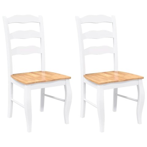 KRZESŁA DO JADALNI 2 SZT. BIAŁE LITE DREWNO GUMOWE