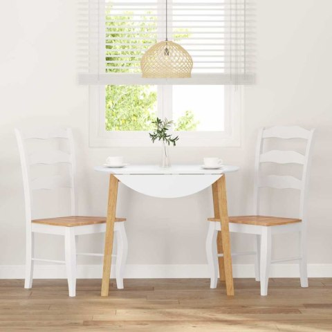 KRZESŁA DO JADALNI 2 SZT. BIAŁE LITE DREWNO GUMOWE