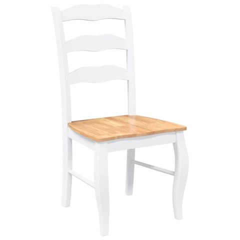 KRZESŁA DO JADALNI 2 SZT. BIAŁE LITE DREWNO GUMOWE