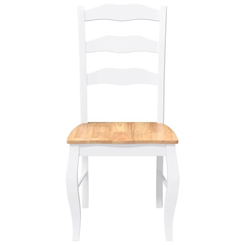 KRZESŁA DO JADALNI 2 SZT. BIAŁE LITE DREWNO GUMOWE