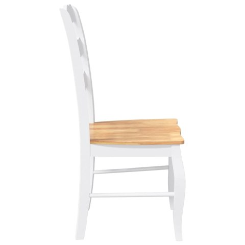 KRZESŁA DO JADALNI 2 SZT. BIAŁE LITE DREWNO GUMOWE