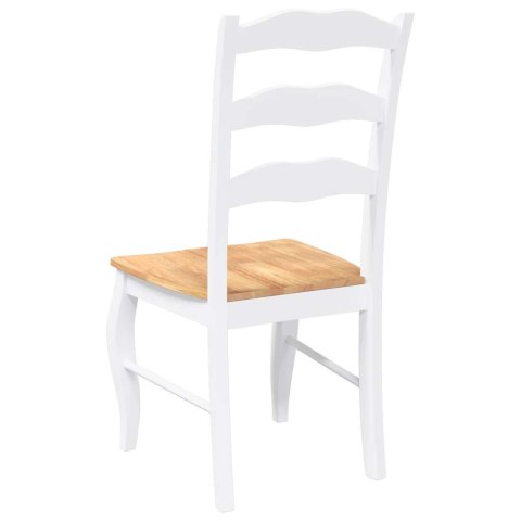 KRZESŁA DO JADALNI 2 SZT. BIAŁE LITE DREWNO GUMOWE