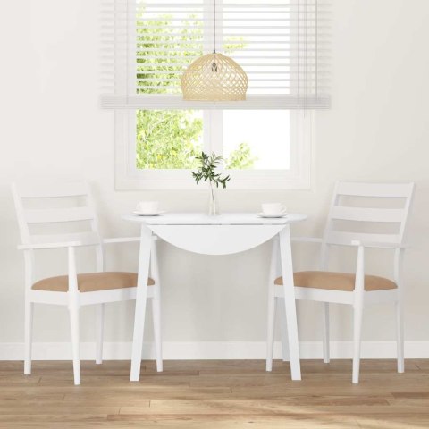 KRZESŁA DO JADALNI Z PODUSZKAMI 2 SZT. BIAŁE LITE DREWNO GUMOWE