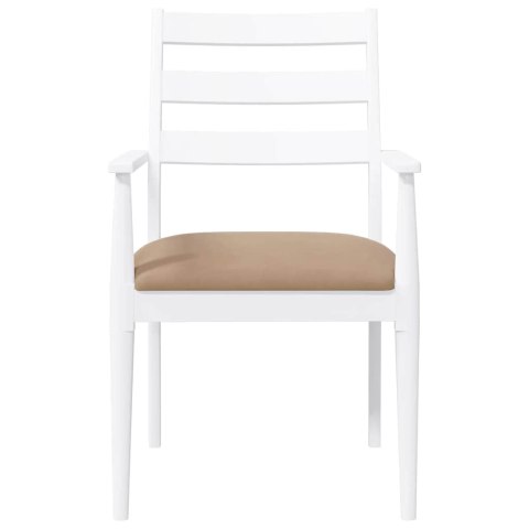 KRZESŁA DO JADALNI Z PODUSZKAMI 2 SZT. BIAŁE LITE DREWNO GUMOWE