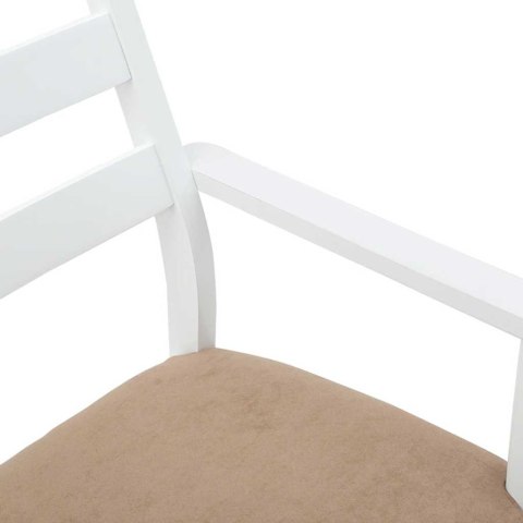 KRZESŁA DO JADALNI Z PODUSZKAMI 2 SZT. BIAŁE LITE DREWNO GUMOWE