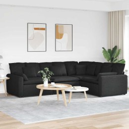 SOFA MODUŁOWA Z PODUSZKAMI TKANINA CZARNA