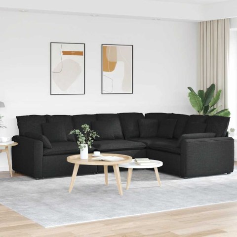 SOFA MODUŁOWA Z PODUSZKAMI TKANINA CZARNA