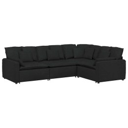SOFA MODUŁOWA Z PODUSZKAMI TKANINA CZARNA