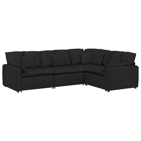 SOFA MODUŁOWA Z PODUSZKAMI TKANINA CZARNA