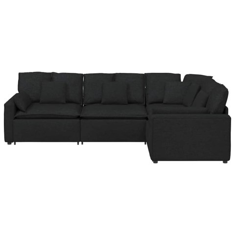 SOFA MODUŁOWA Z PODUSZKAMI TKANINA CZARNA