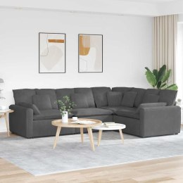 SOFA MODUŁOWA Z PODUSZKAMI TKANINA SZTRUKSOWA CIEMNOSZARA