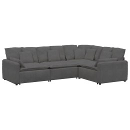 SOFA MODUŁOWA Z PODUSZKAMI TKANINA SZTRUKSOWA CIEMNOSZARA