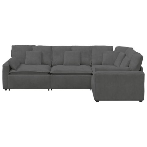 SOFA MODUŁOWA Z PODUSZKAMI TKANINA SZTRUKSOWA CIEMNOSZARA