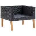 POJEDYNCZA SOFA OGRODOWA Z PODUSZKAMI RATTAN PE CZARNY