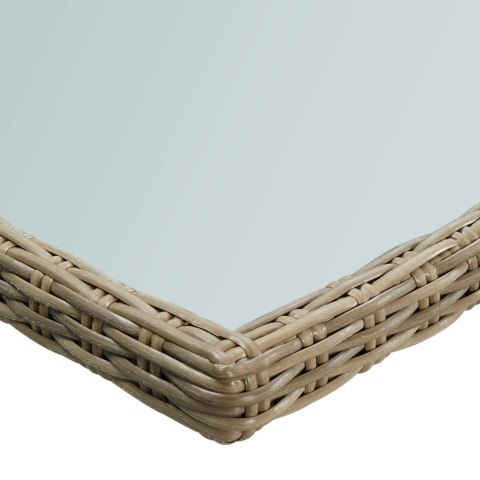 STÓŁ OGRODOWY BRĄZOWY 200X100X74CM SZKŁO I RATTAN PE