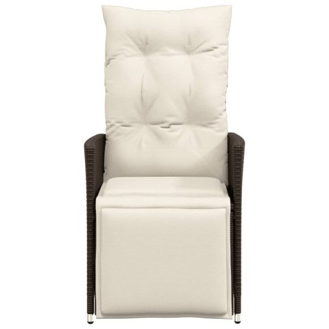 ROZKŁADANE FOTELE OGRODOWE 2 SZT PODUSZKI BRĄZOWY RATTAN PE